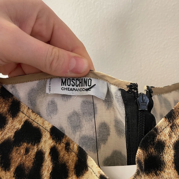 Moschino Vintage 1990s Leopard Print Embroidered Dress, size Small - Picture 10 of 11
